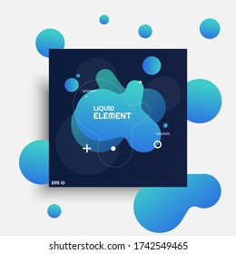 Modern design element with blue color gradient, trendy liquid shape design for logo, poster, banner, title etc. Dynamic paint splash with geometric elements. Eps 10 vector