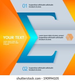 Modern design element bright glowing background for a cover magazine layout or business presentation template with the sign of the arithmetic sum and item number. Abstract vector illustration eps 10