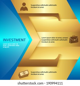 Modern design element bright glowing background for a cover brochure layout or business investment presentation template with the sign of the arithmetic sum and item number. Vector illustration eps 10