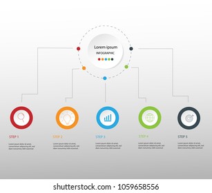 Modern design elements for business Multicolor infographics. Vector template with 5 steps