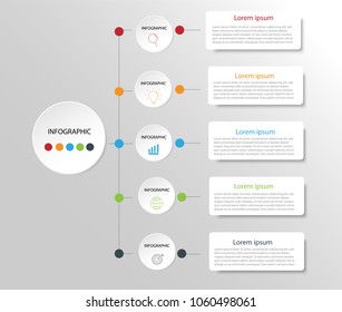Modern design elements for business Multicolor infographics. Vector template with 5 steps
