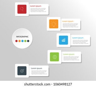 Modern design elements for business Multicolor infographics. Vector template with 5 steps