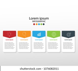 Elementos de diseño modernos para infografías multicolores empresariales. Plantilla de vector con 5 pasos