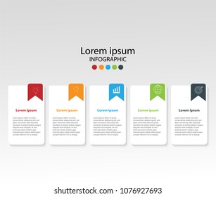 Modern design elements for business Multicolor infographics. Vector template with 5 steps