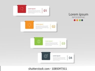 Modern design elements for business Multicolor infographics. Vector template with 4 steps