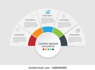 Modern design elements for business Multicolor infographics. Vector template with 5 steps