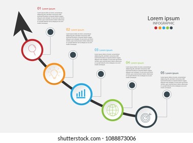 Modern design elements for business Multicolor infographics. Vector template with 5 steps