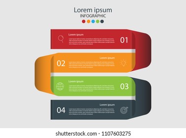 Modern design elements for business Multicolor infographics. Vector template with 4 steps