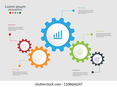 Modern design elements for business Multicolor infographics. Vector template with 5 steps