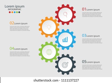 Modern design elements for business Multicolor infographics. Vector template with 5 steps