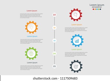 Modern design elements for business Multicolor infographics. Vector template with 5 steps