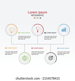 MODERN DESIGN ELEMENTS FOR BUSINESS MULTICOLOR INFOGRAPHICS.VECTOR TEMPLATE WITH 5 STEPS.