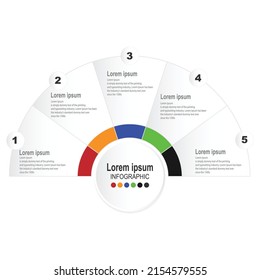 ELEMENTOS DE DISEÑO MODERNO PARA EMPRESAS MULTICOLOR INFOGRAFÍA.PLANTILLA DE VECTOR CON 5 PASOS.
