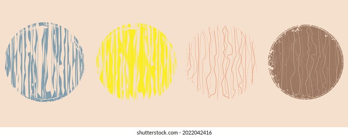 Modern design elements  . Contemporary abstract vector striped geometric round shapes . Background, Trendy hand drawn wavy lines pattern .