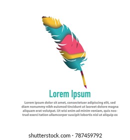 modern design of feather with papercut layered background template