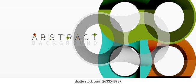 Modern design features overlapping circles. Colors include green, orange, teal, gray. Simple, clean aesthetic for backgrounds.