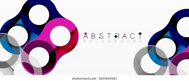 El diseño moderno presenta círculos vibrantes, líneas. La composición dinámica crea un fondo abstracto, adecuado para Anuncios, presentaciones.