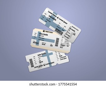 Modern design of Finland airline, bus and train travel boarding pass. Three tickets of Finland painted in flag color. Vector illustration isolated