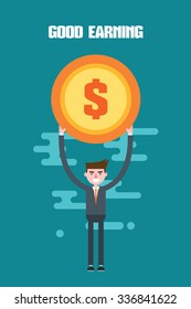 modern design flat character earning vector illustration
