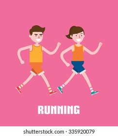 modern design flat character running vector illustration