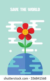 modern design flat character save the world vector illustration