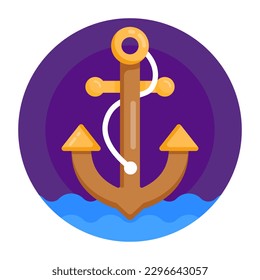Un diseño moderno icono plano de anclaje  