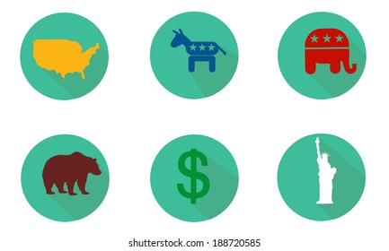 Modern design flat icon set symbols USA
