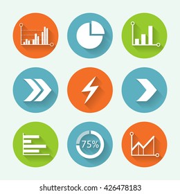 Modern design flat icon set. Vector illustration