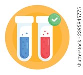 A modern design flat rounded icon of approved lab test 