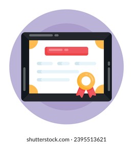 A modern design flat rounded icon of certificate 