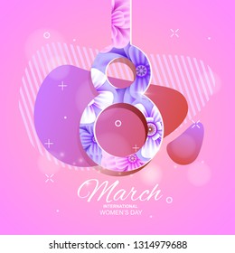 Modern design flyer for 8 march. Banner with creative gradient elements. Invitation, posters, brochure, voucher discount. Vector 