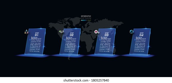 The modern design of the futuristic presentation of a square glow. the novelty of the presentation plan. vector infographic.