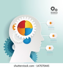 Modern Design gear  style infographic template / can be used for infographics / numbered banners / horizontal cutout lines / graphic or website layout vector