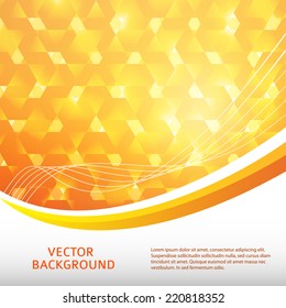 Modern Design geometric style template on orange background with space place for your text. Yellow shapes and wave lines. Vector illustration EPS 10 for new product sunny theme booklet