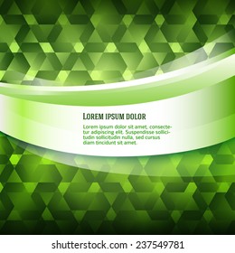 Modern Design geometric style template on glowing background with space place for your text. Green shapes & wave lines. Vector illustration EPS 10 for new product theme booklet
