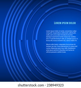 Modern Design geometric style template on glowing background with space place for your text. Blue circle & wave lines. Vector illustration EPS 10 for new product theme booklet
