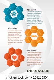 Modern Design geometric style template on grey background with space place for your text. Vector illustration EPS 10 for infographics and chart process the insurance company, business service steps