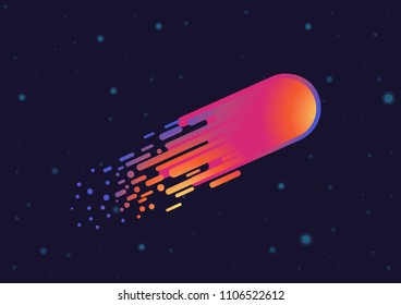 Modern design gradient comet in galaxy space vector background.