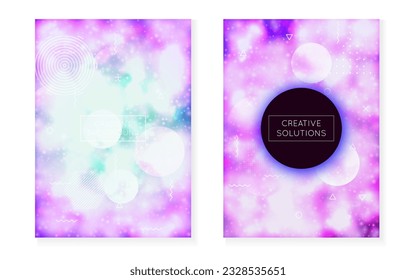 Modern Design. Gradient Texture. Summer Dots. Space Luminous Elements. Motion Flyer. Soft Vector. Violet Shiny Pattern. Digital Presentation. Blue Modern Design