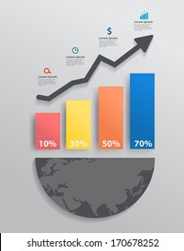 Modern design graph with columns and arrow business steps to success concept idea, Modern template workflow layout, diagram, step up options, Vector illustration