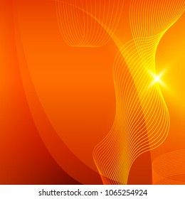 Modern Design graph style template orange background with curved lines elegant spatial resolution light glowing. Vector illustration EPS 10 for new product newsletters, web banners, pages presentation