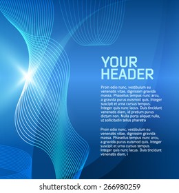 Modern Design graph style template on blue background with curved line elegant spatial resolution light glowing. Vector illustration EPS 10 for new product newsletters, web banners, pages presentation