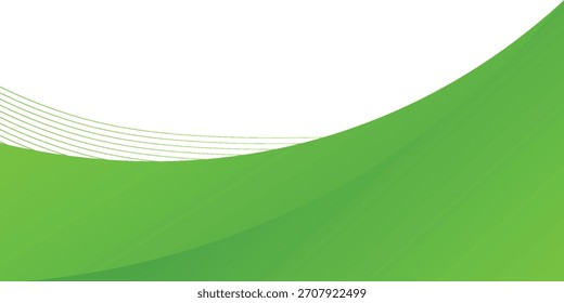 Modern design green wave background with smooth curves, gradient tones, and thin white and green flowing lines on a clean white backdrop.

