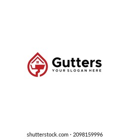 Modern design GUTTERS home house red logo design