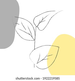 Modern design with hand-drawn botanical elements and abstract shapes in a trendy warm color palette. Square social media post template, greeting card, modern wall art. Vector graphics