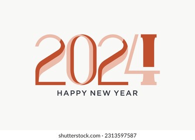 Modern design happy new year 2024, With retro color numbers. Premium vector illustration for banner, poster, calendar and happy new year 2024.