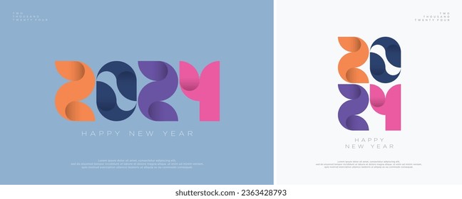 Modern design happy new year 2024, With beautiful colorful numbers. Premium vector illustration for banners, posters, calendars and greetings for the new year 2024.