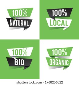 Modern design healthy bio food concept text on speech bubbles.  Vector illustration