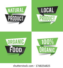 Modern design healthy bio food concept text on speech bubbles.  Vector illustration