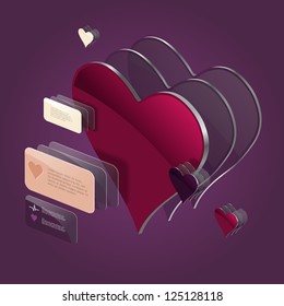 Modern Design heart template / horizontal cutout lines / graphic or website layout vector/Horizontal